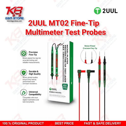 2UUL MT02 Fine-Tip Multimeter Test Probes – Nickel-Plated Precision PCB Test Pen
