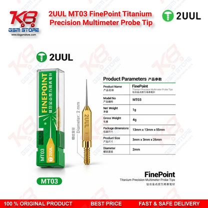 2UUL MT03 FinePoint Titanium Precision Multimeter Probe Tip