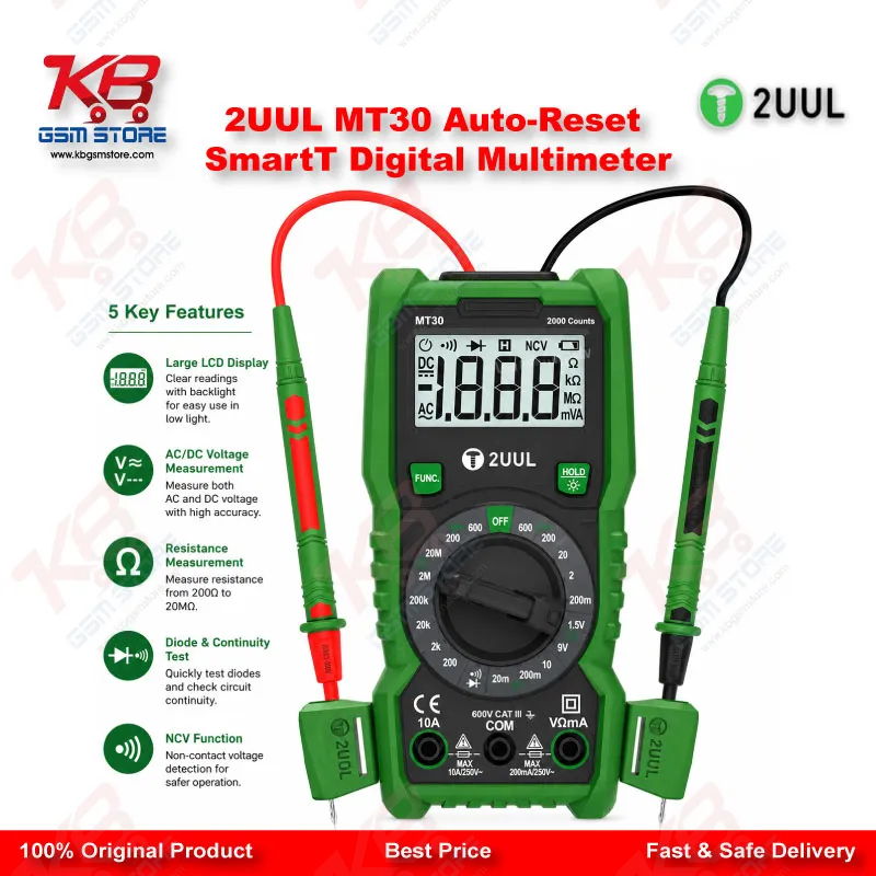 2UUL MT30 Auto-Reset Smart Digital Multimeter for Mobile PCB Repair