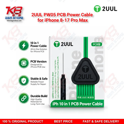 2UUL PW05 PCB Power Cable for iPhone 8-17 Pro Max – 8-in-1 iPhone Motherboard Boot Cable for DC Power Supply