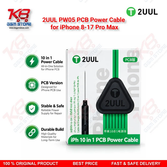 2UUL PW05 PCB Power Cable for iPhone 8-17 Pro Max – 8-in-1 iPhone Motherboard Boot Cable for DC Power Supply