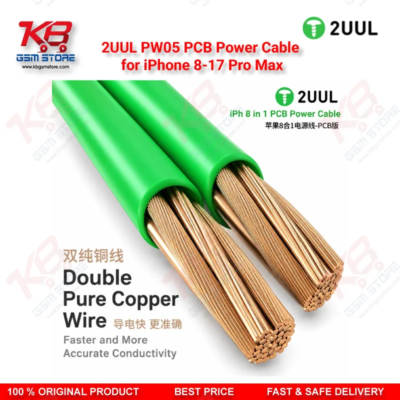 2UUL PW05 PCB Power Cable for iPhone 8-17 Pro Max – 8-in-1 iPhone Motherboard Boot Cable for DC Power Supply