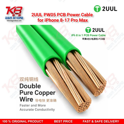 2UUL PW05 PCB Power Cable for iPhone 8-17 Pro Max – 8-in-1 iPhone Motherboard Boot Cable for DC Power Supply
