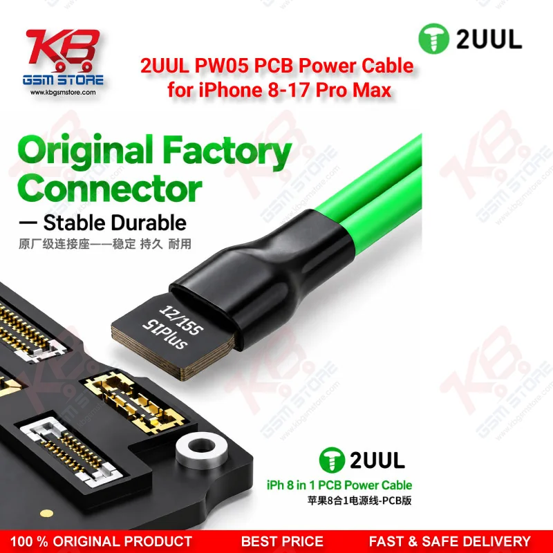 2UUL PW05 PCB Power Cable for iPhone 8-17 Pro Max – 8-in-1 iPhone Motherboard Boot Cable for DC Power Supply