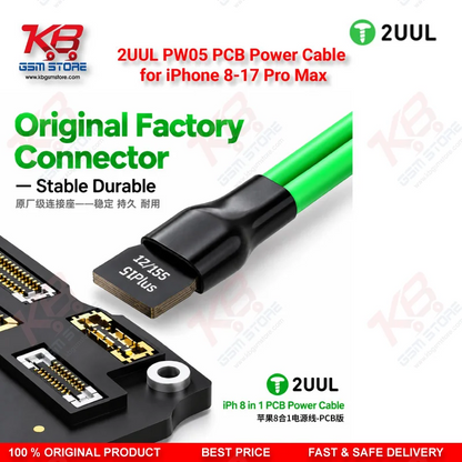 2UUL PW05 PCB Power Cable for iPhone 8-17 Pro Max – 8-in-1 iPhone Motherboard Boot Cable for DC Power Supply