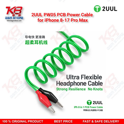 2UUL PW05 PCB Power Cable for iPhone 8-17 Pro Max – 8-in-1 iPhone Motherboard Boot Cable for DC Power Supply