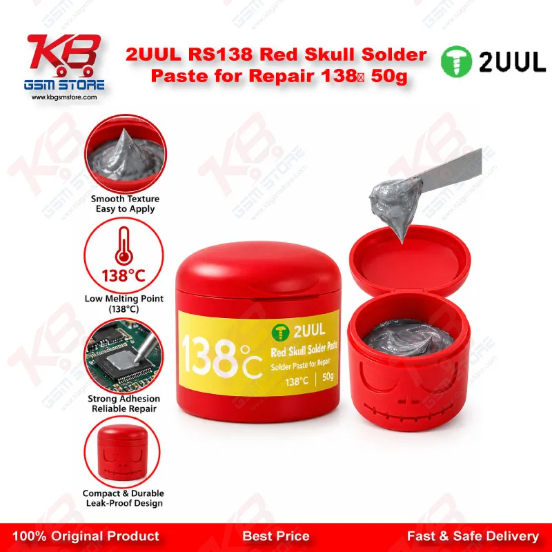 2UUL RS138 Red Skull Solder Paste for Repair 138℃ 50g
