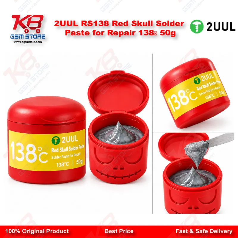 2UUL RS138 Red Skull Solder Paste for Repair 138℃ 50g