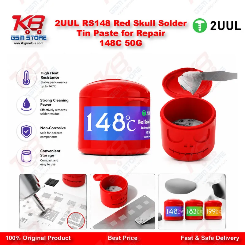 2UUL RS148 Red Skull Solder Tin Paste for Repair 148C 50G