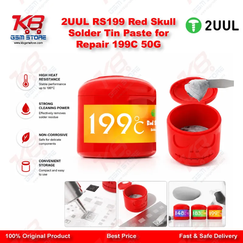 2UUL RS199 Red Skull Solder Tin Paste for Repair 199C 50G