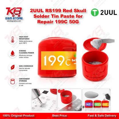 2UUL RS199 Red Skull Solder Tin Paste for Repair 199C 50G