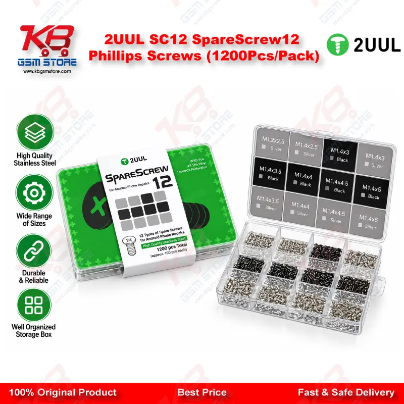 2UUL SC12 SpareScrew12 Phillips Screws (1200Pcs/Pack)