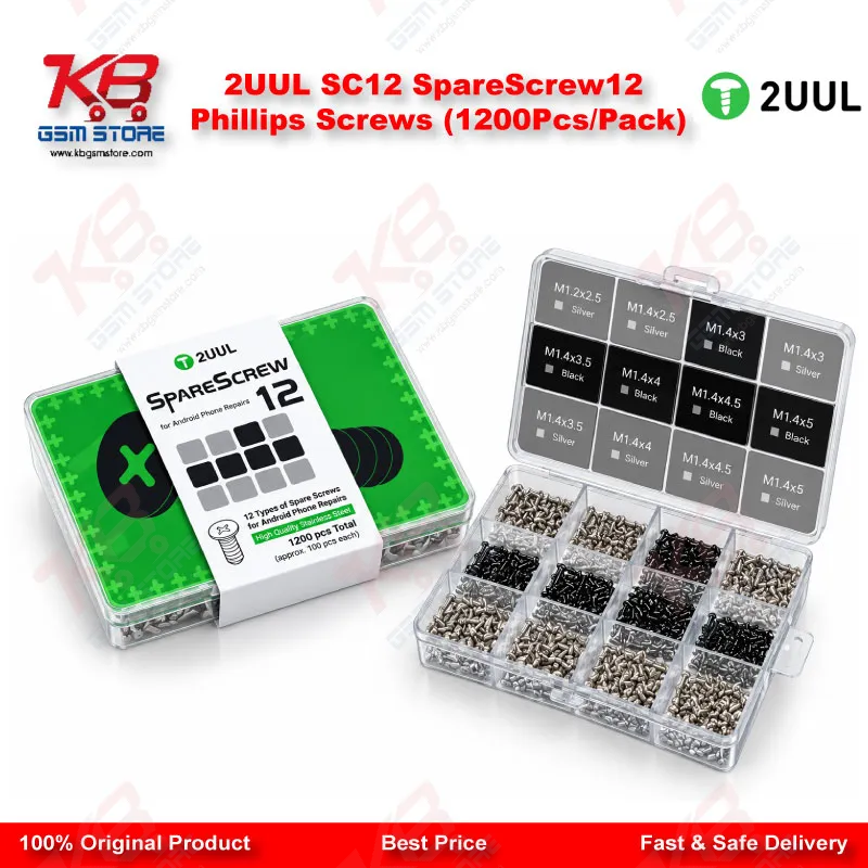 2UUL SC12 SpareScrew12 Phillips Screws (1200Pcs/Pack)