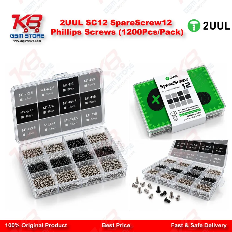 2UUL SC12 SpareScrew12 Phillips Screws (1200Pcs/Pack)