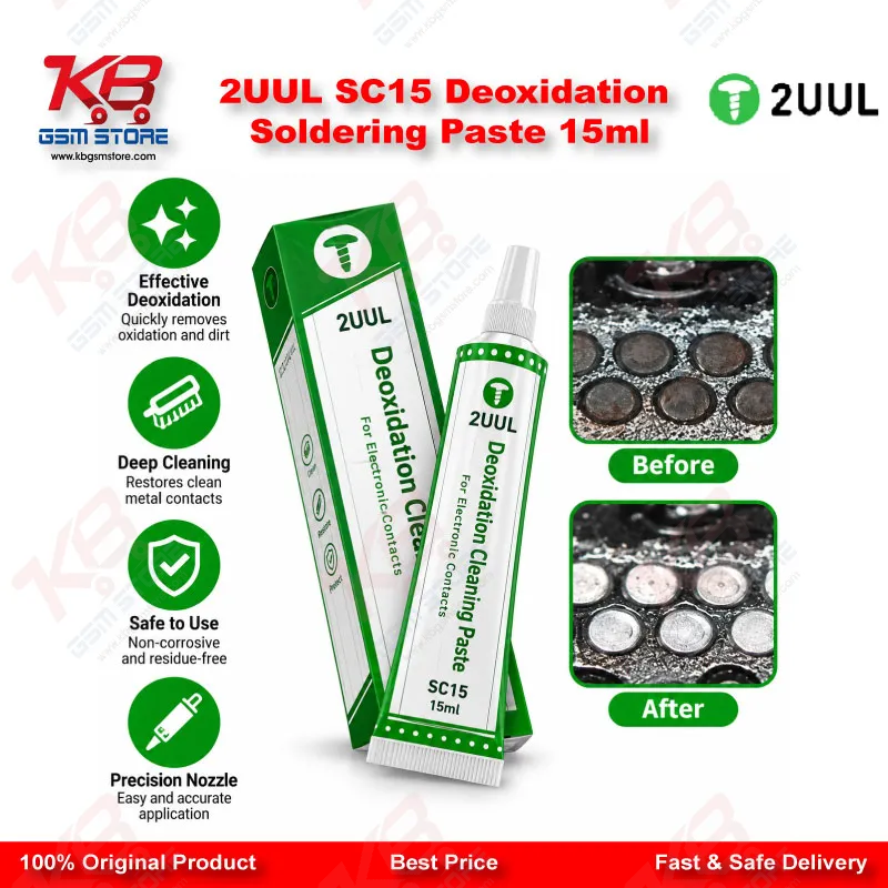2UUL SC15 Deoxidation Soldering Paste 15ml – PCB Oxidation Removal Flux Gel for Mobile & Laptop Board Repair