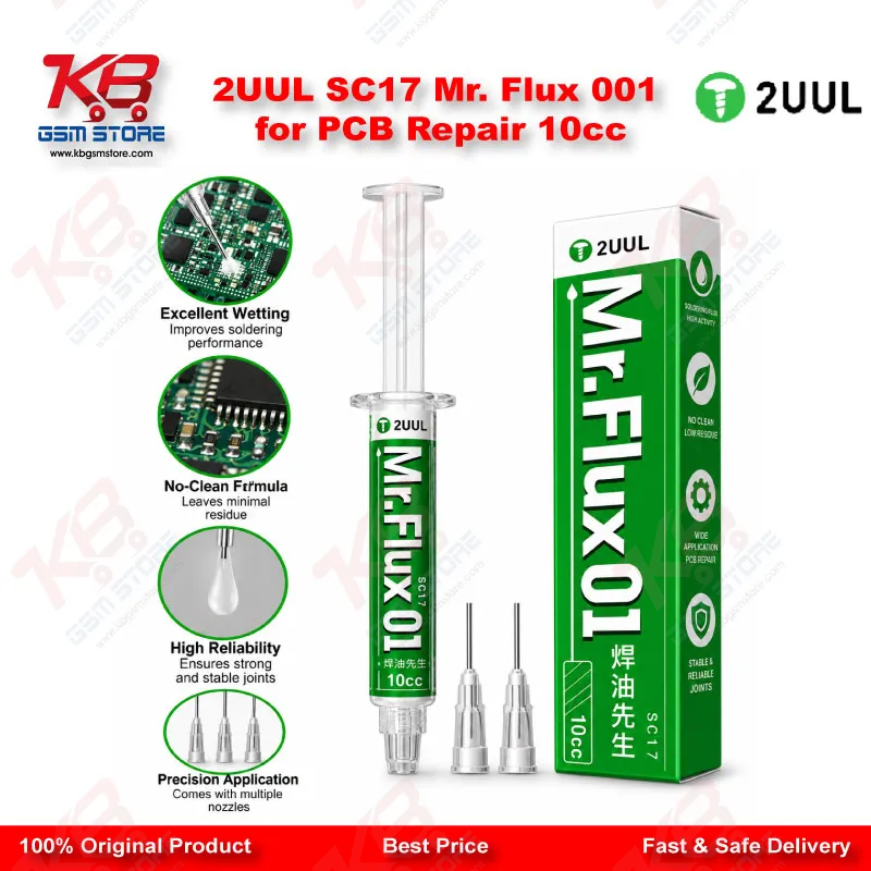 2UUL SC17 Mr. Flux 001 No-Acid No-Halogen PCB Repair Solder Flux – 10cc