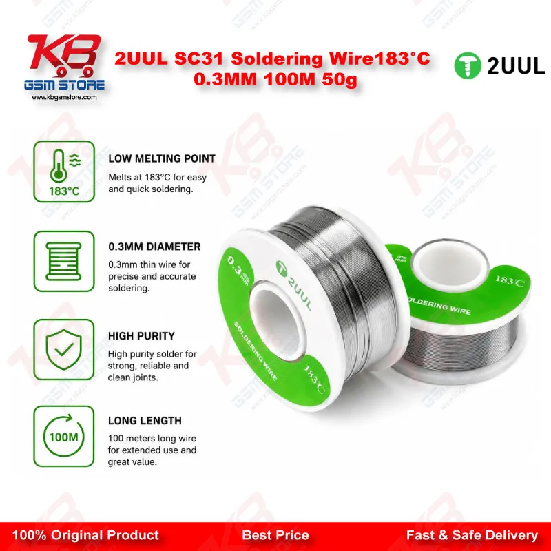 2UUL SC31 Soldering Wire183°C 0.3MM 100M 50g