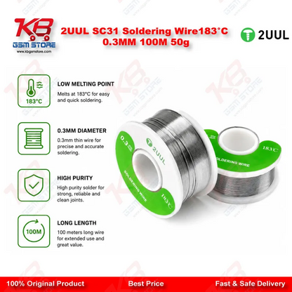 2UUL SC31 Soldering Wire183°C 0.3MM 100M 50g