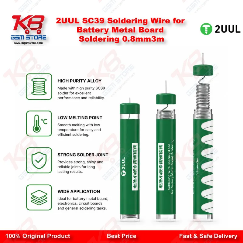 2UUL SC39 Soldering Wire for Battery Metal Board Soldering 0.8mm*3m