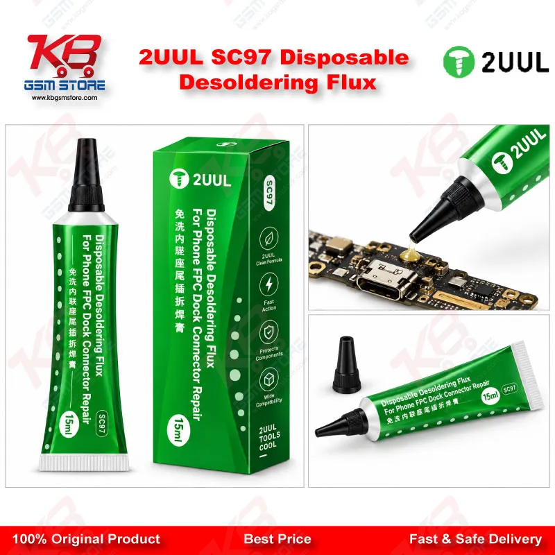 2UUL SC97 Disposable Desoldering Flux for Phone FPC Dock Connector Repair – 15ml