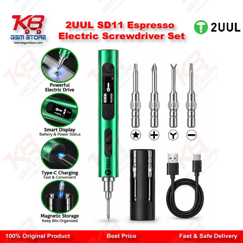 2UUL SD11 Espresso Electric Screwdriver Set – 5-Speed Adjustable Torque Repair Tool