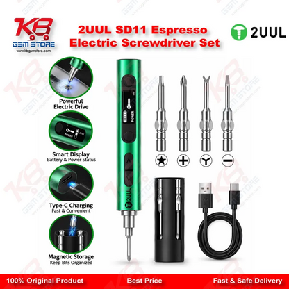 2UUL SD11 Espresso Electric Screwdriver Set – 5-Speed Adjustable Torque Repair Tool