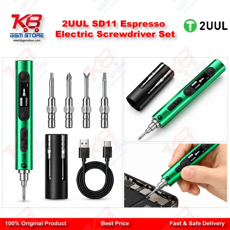 2UUL SD11 Espresso Electric Screwdriver Set – 5-Speed Adjustable Torque Repair Tool