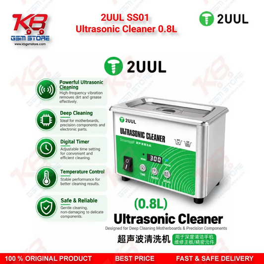 2UUL SS01 Ultrasonic Cleaner 0.8L for PCB & IC Cleaning