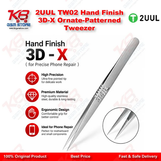2UUL TW02 Hand Finish 3D-X Ornate-Patterned Tweezer