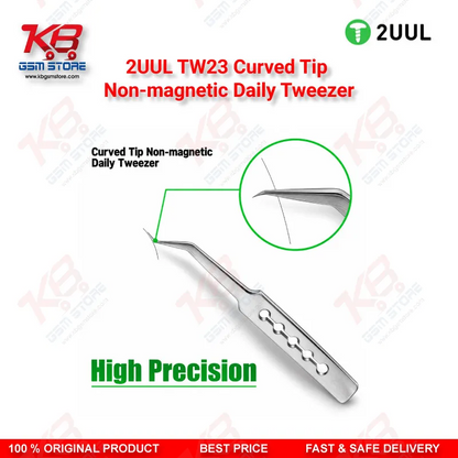 2UUL TW23 Curved Tip Non-Magnetic Precision Tweezer for Mobile PCB Repair