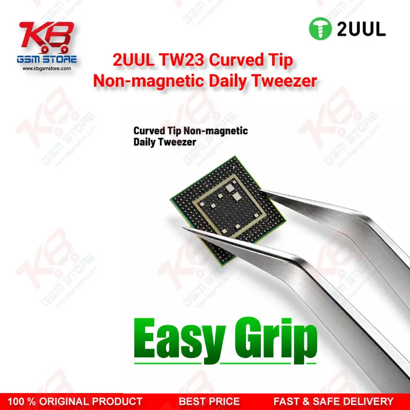 2UUL TW23 Curved Tip Non-Magnetic Precision Tweezer for Mobile PCB Repair