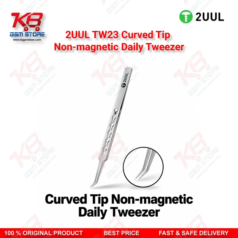 2UUL TW23 Curved Tip Non-Magnetic Precision Tweezer for Mobile PCB Repair