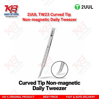 2UUL TW23 Curved Tip Non-Magnetic Precision Tweezer for Mobile PCB Repair