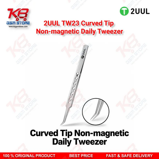 2UUL TW23 Curved Tip Non-Magnetic Precision Tweezer for Mobile PCB Repair