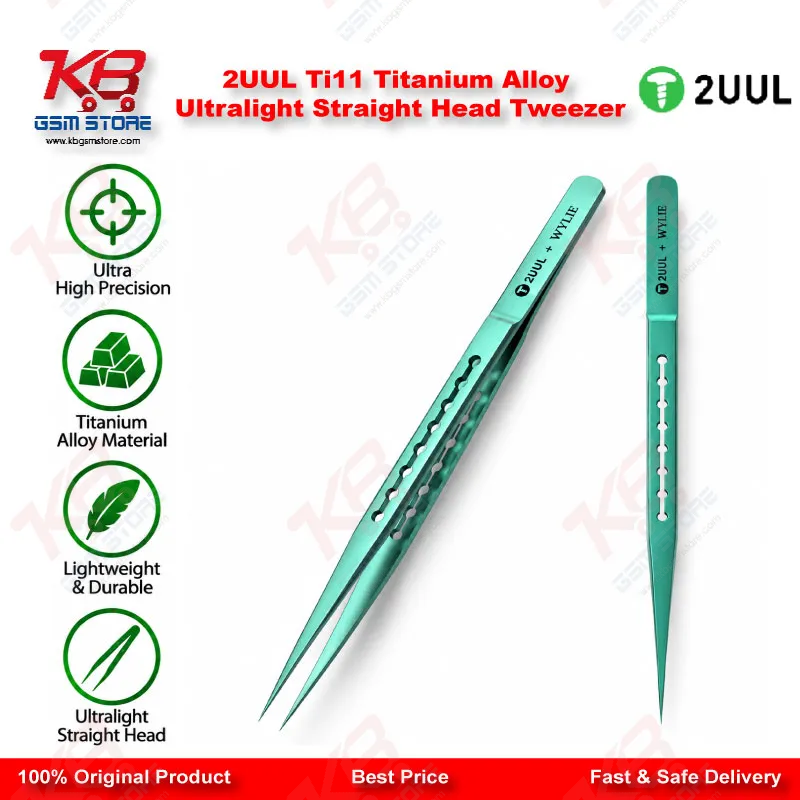 2UUL Ti11 Titanium Alloy Ultralight Straight Head Tweezer