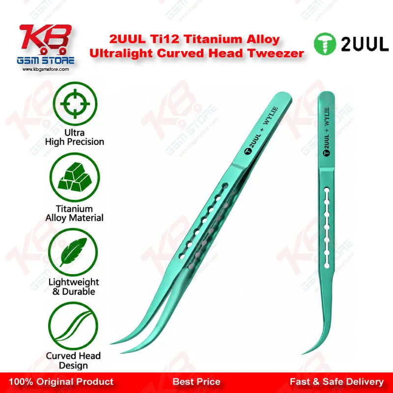2UUL Ti12 Titanium Alloy Ultralight Curved Head Tweezer