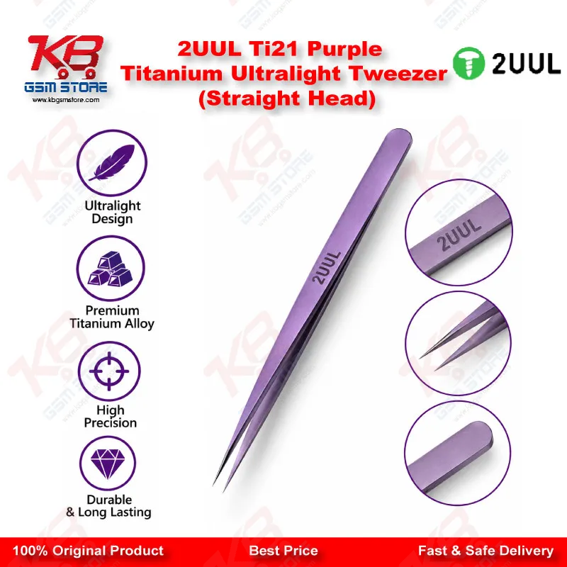 2UUL Ti21 Purple Titanium Ultralight Tweezer (Straight Head)