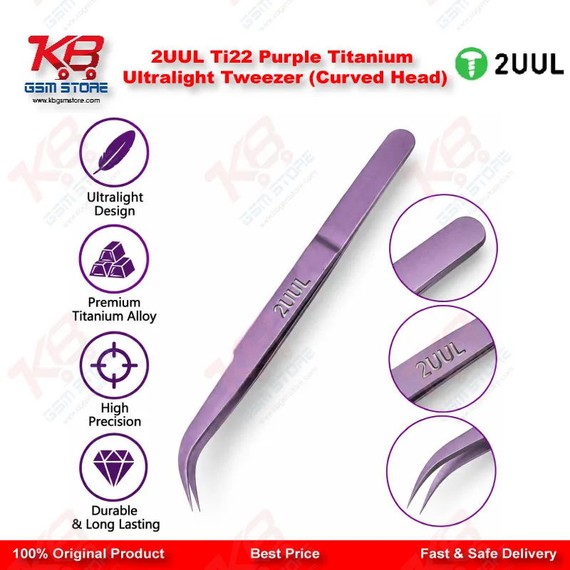 2UUL Ti22 Purple Titanium Ultralight Tweezer (Curved Head)
