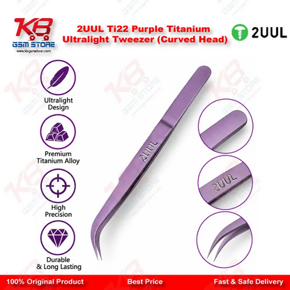 2UUL Ti22 Purple Titanium Ultralight Tweezer (Curved Head)