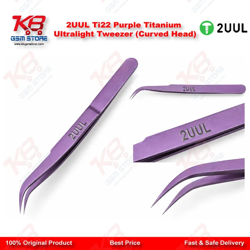 2UUL Ti22 Purple Titanium Ultralight Tweezer (Curved Head)