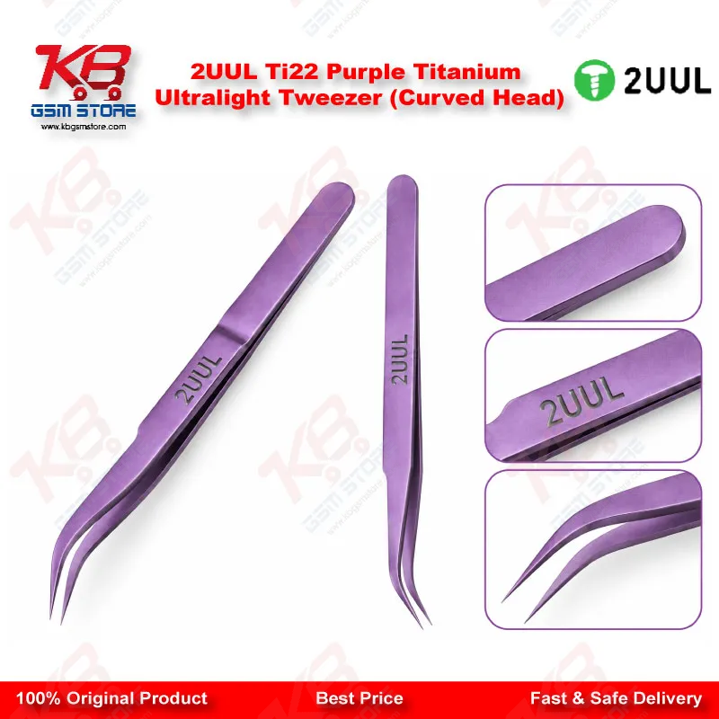 2UUL Ti22 Purple Titanium Ultralight Tweezer (Curved Head)
