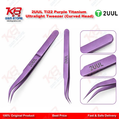 2UUL Ti22 Purple Titanium Ultralight Tweezer (Curved Head)
