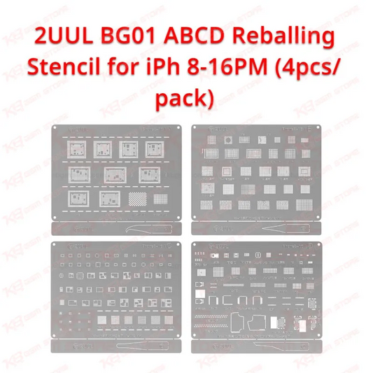 2UUL BG01 ABCD Reballing Stencil for iPh 8-16PM (4pcs/pack)