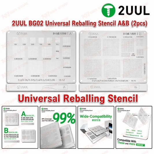 2UUL BG02 Universal Reballing Stencil A&B (2pcs)
