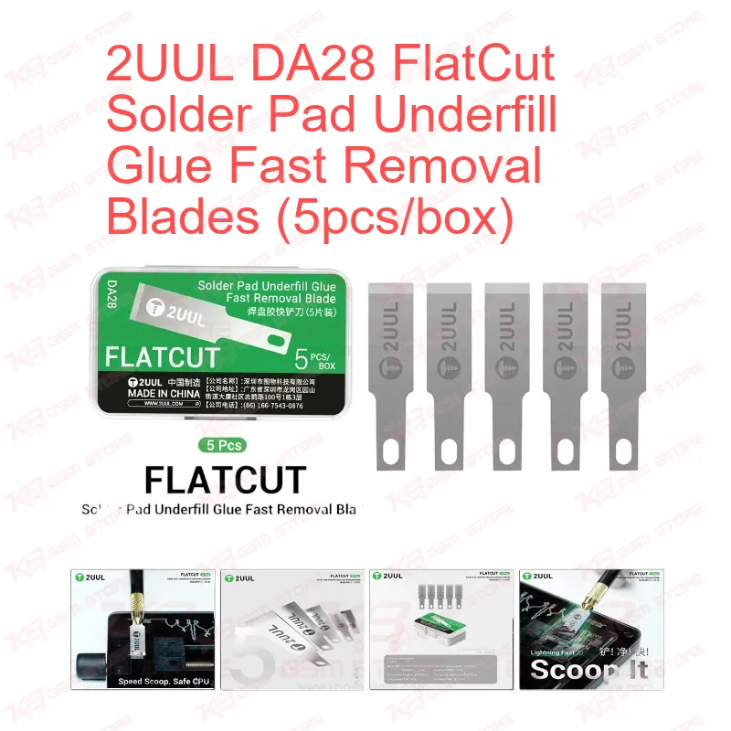 2UUL DA28 FlatCut Solder Pad Underfill Glue Fast Removal Blades (5pcs/box)