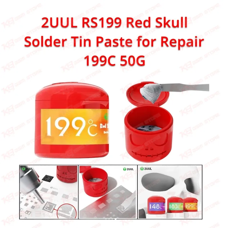 2UUL RS199 Red Skull Solder Tin Paste for Repair 199C 50G