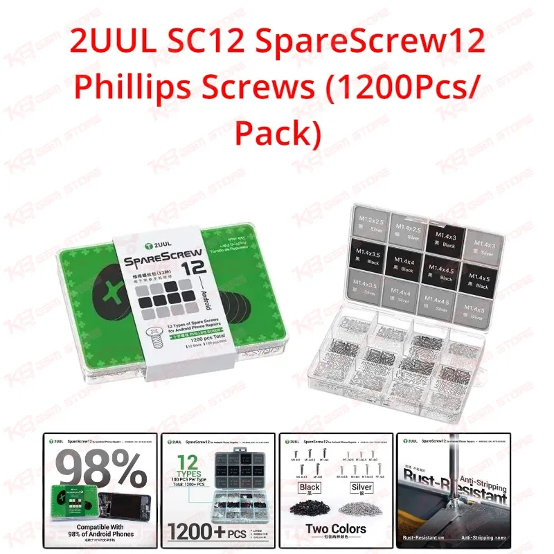 2UUL SC12 SpareScrew12 Phillips Screws (1200Pcs/Pack)