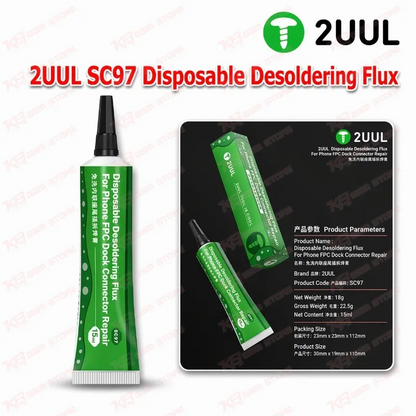 2UUL SC97 Disposable Desoldering Flux for Phone FPC Dock Connector Repair – 15ml