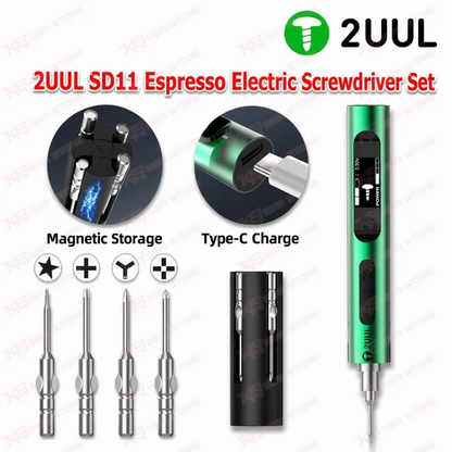 2UUL SD11 Espresso Electric Screwdriver Set – 5-Speed Adjustable Torque Repair Tool