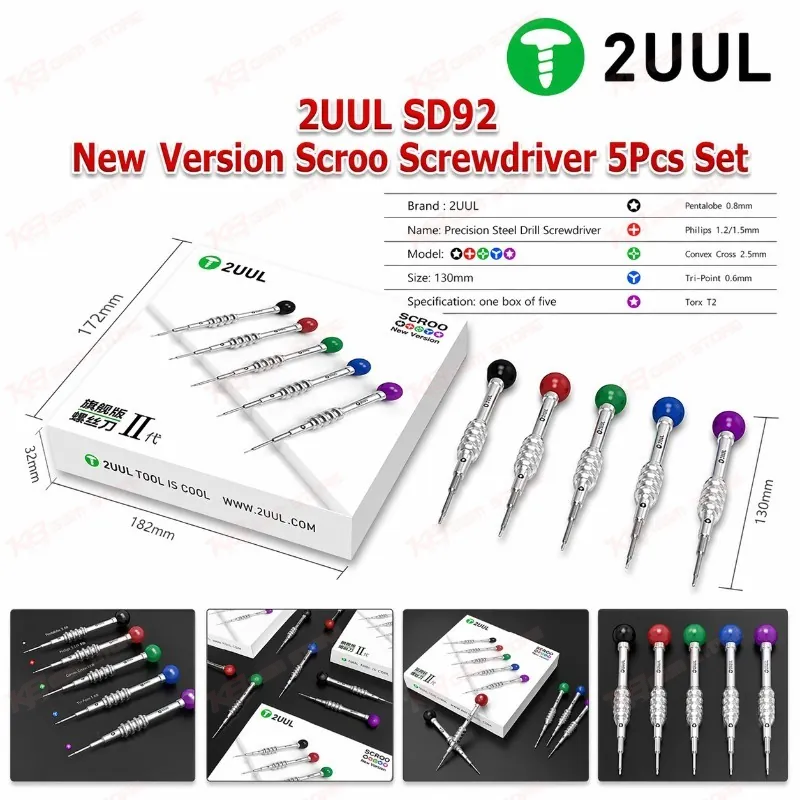 2UUL SD92 New Version Scroo Screwdriver 5Pcs Set
